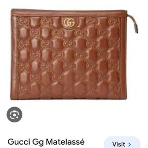 NEW GUCCI GG matelasse zipper pouch brown
